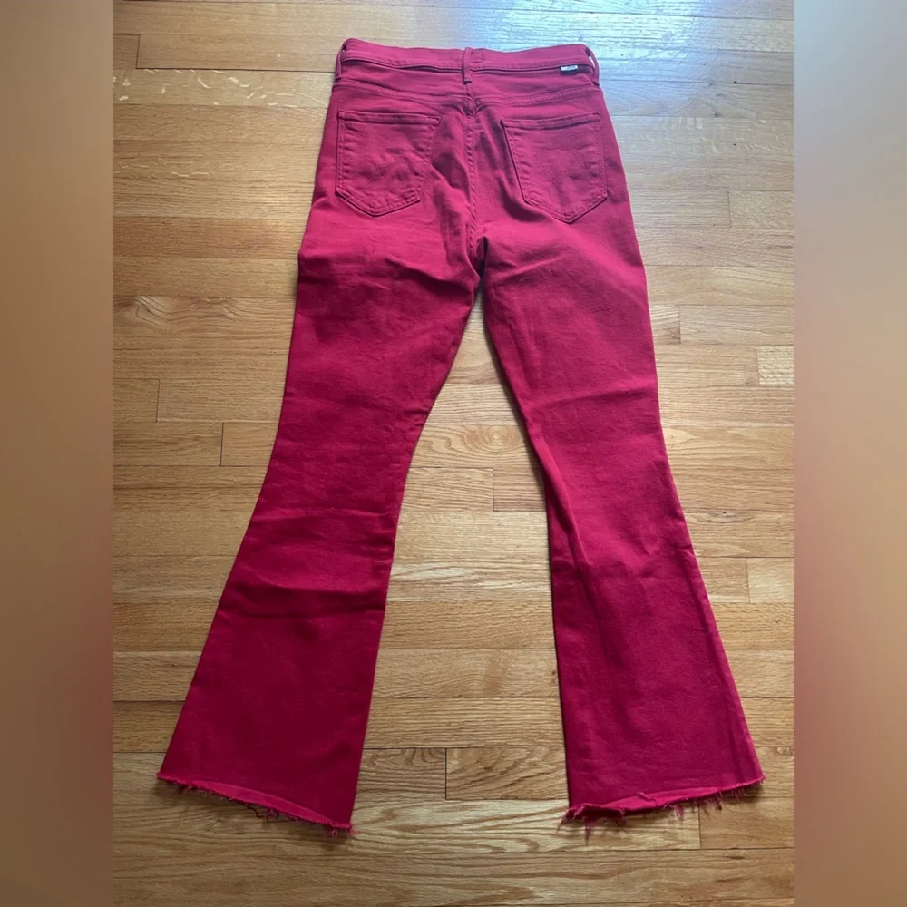 MOTHER Bold Red Denim High Waisted Weekender Skimp Jeans Sz28 - Picture 7 of 12